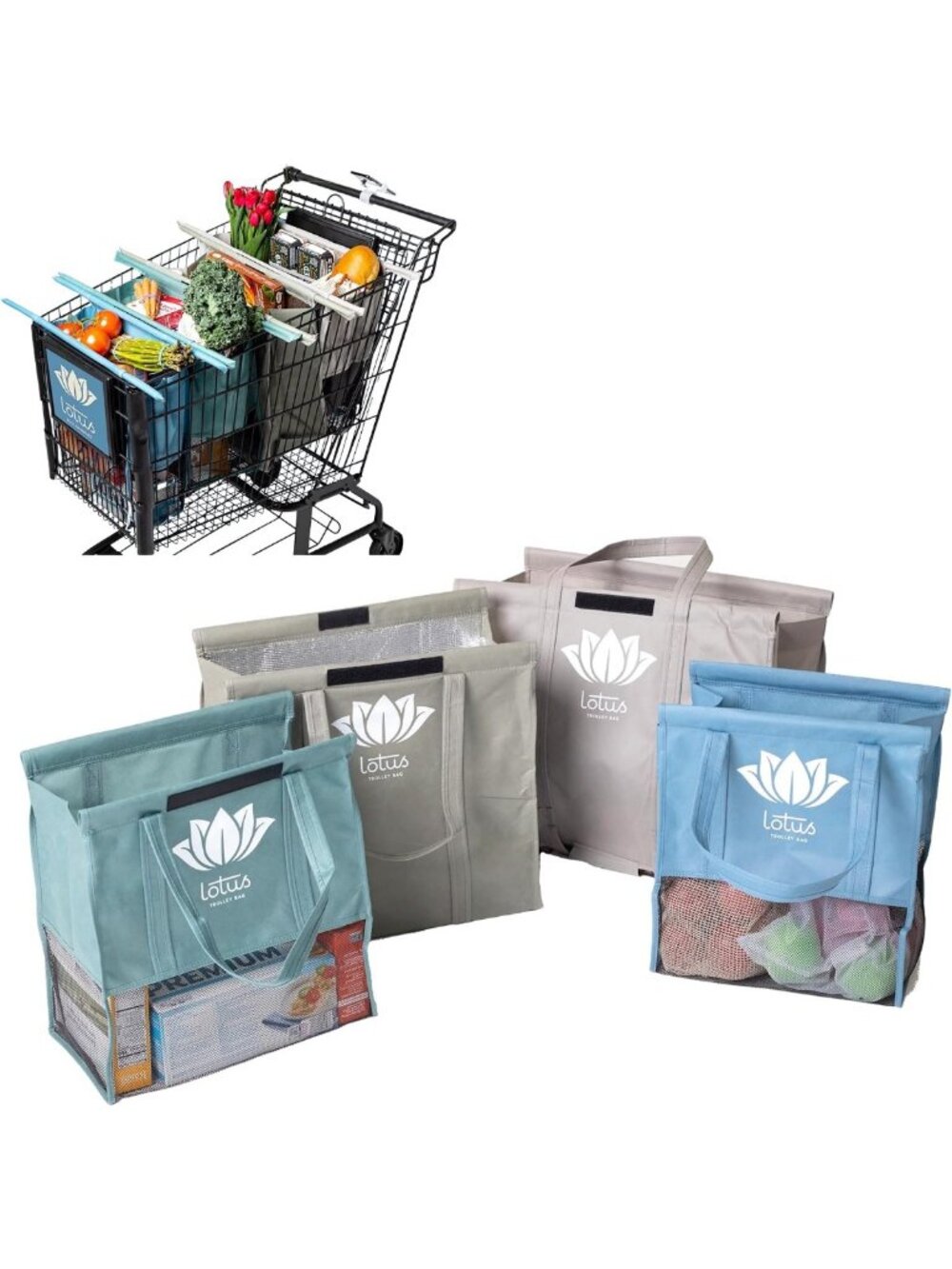 Eco-Friendly Earth Tone Reusable Shopping Bags 4-Pack | Foldable, Insulated